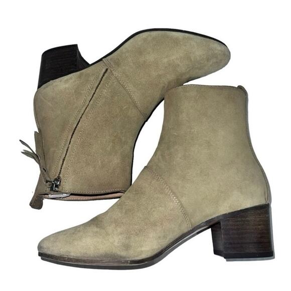 Suede Block Heel Ankle Booties – Size 7 | Soft Nude Tan Neutral Boots - Picture 10 of 17